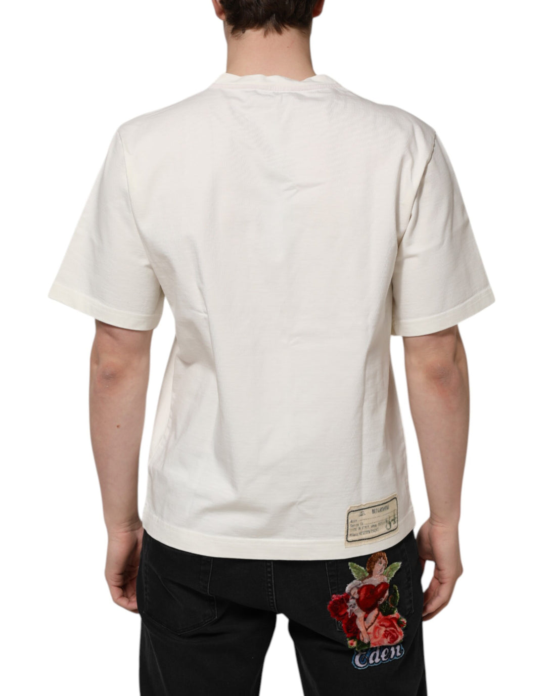 Dolce &amp; Gabbana Sample Sale Dolce &amp; Gabbana White Love Peace Cotton Men Crew Neck T-shirt - | Designer outlet