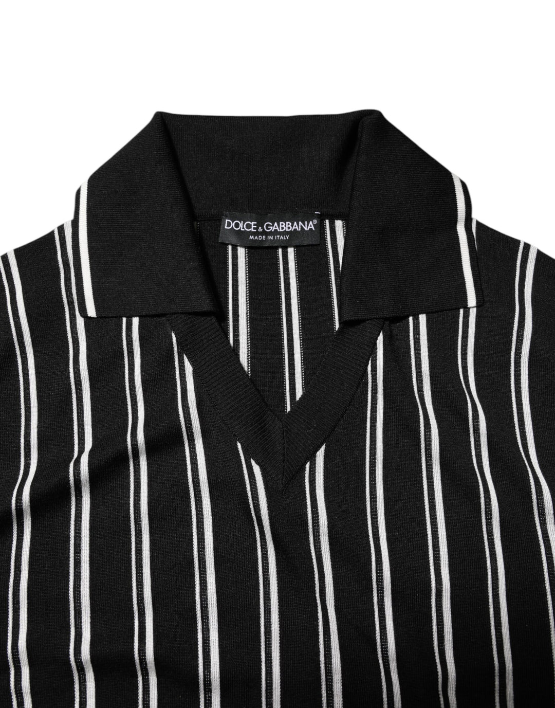 Dolce &amp; Gabbana Black White Stripes Collared Polo T-shirt by Dolce &amp; Gabbana outlet now on sale
