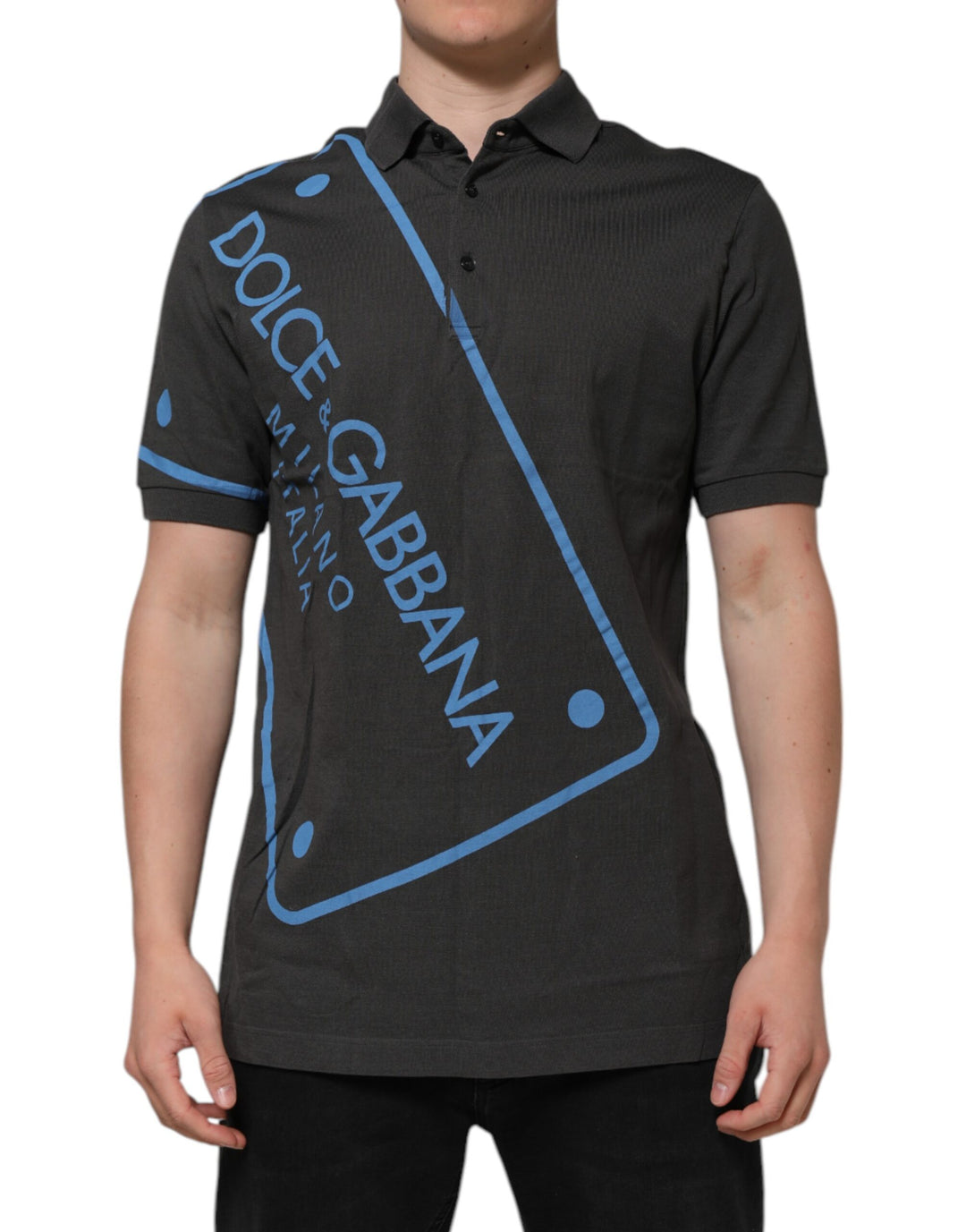 Dolce &amp; Gabbana Sample Sale Dolce &amp; Gabbana Dark Gray Short Sleeve Collared Polo T-shirt - | Designer outlet