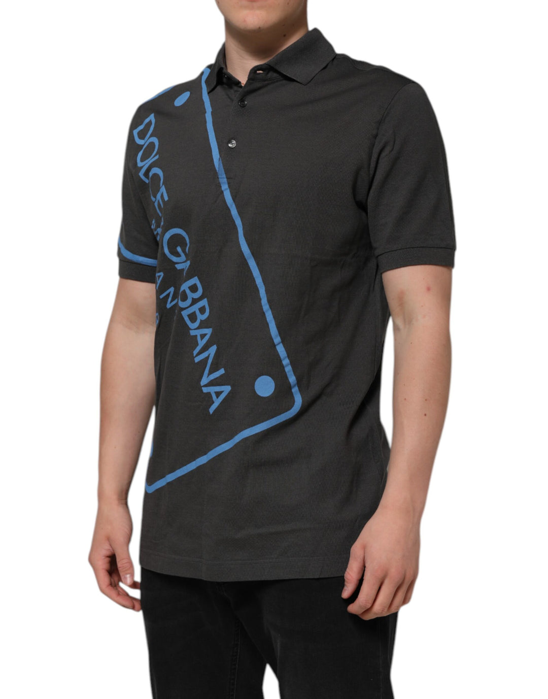 Dolce &amp; Gabbana Sample Sale Dolce &amp; Gabbana Dark Gray Short Sleeve Collared Polo T-shirt - | Designer outlet