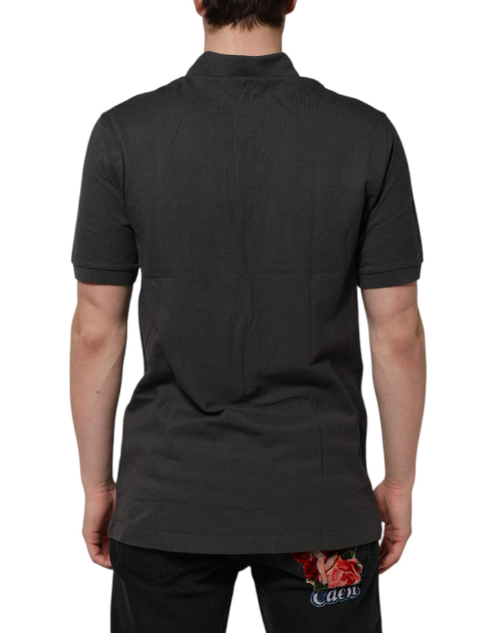 Dolce &amp; Gabbana Dark Gray Short Sleeve Collared Polo T-shirt by Dolce &amp; Gabbana outlet now on sale