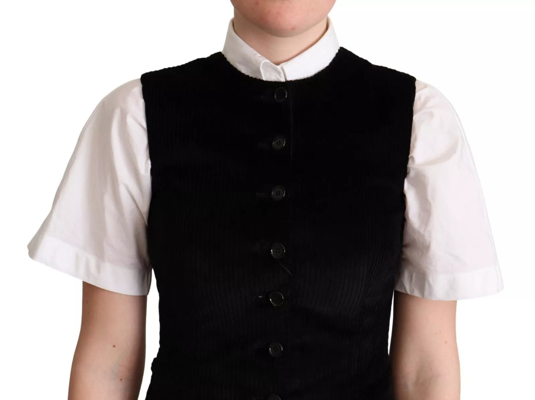 Dolce &amp; Gabbana Sample Sale Dolce &amp; Gabbana Black Brown Leopard Print Waistcoat Vest - | Designer outlet
