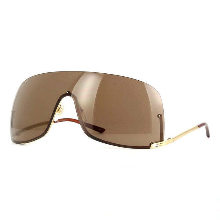 Gucci Shield Semi Rim, with a Gold frame and Brown lens.