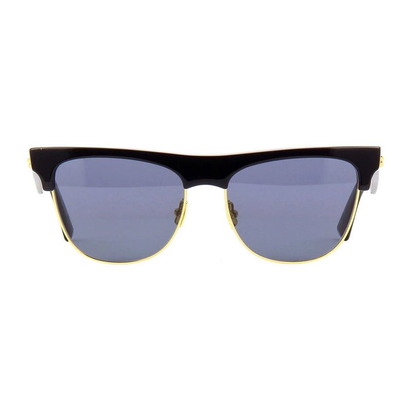 Bottega Veneta Sunglasses Square Full Rim, Shiny Black/Gold Frame and Grey Lens BV1003S001