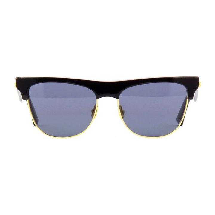 Bottega Veneta Sunglasses Square Full Rim, Shiny Black/Gold Frame and Grey Lens BV1003S001