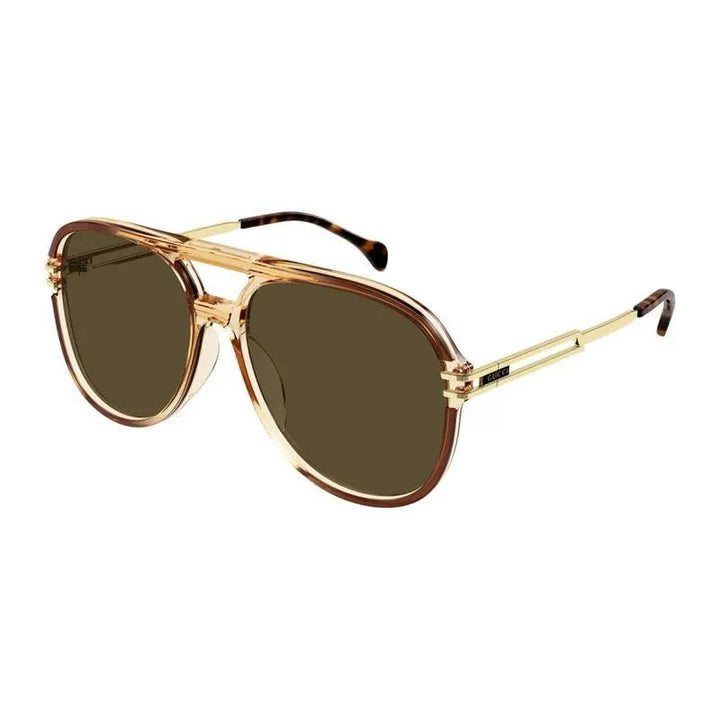 Gucci Sunglasses Aviator Full Rim, Transparent Brown Frame and Brown Lens