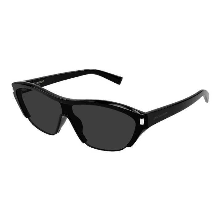 Saint Laurent Sunglasses Square Full Rim, Shiny Black Frame and Grey Lens SL704001