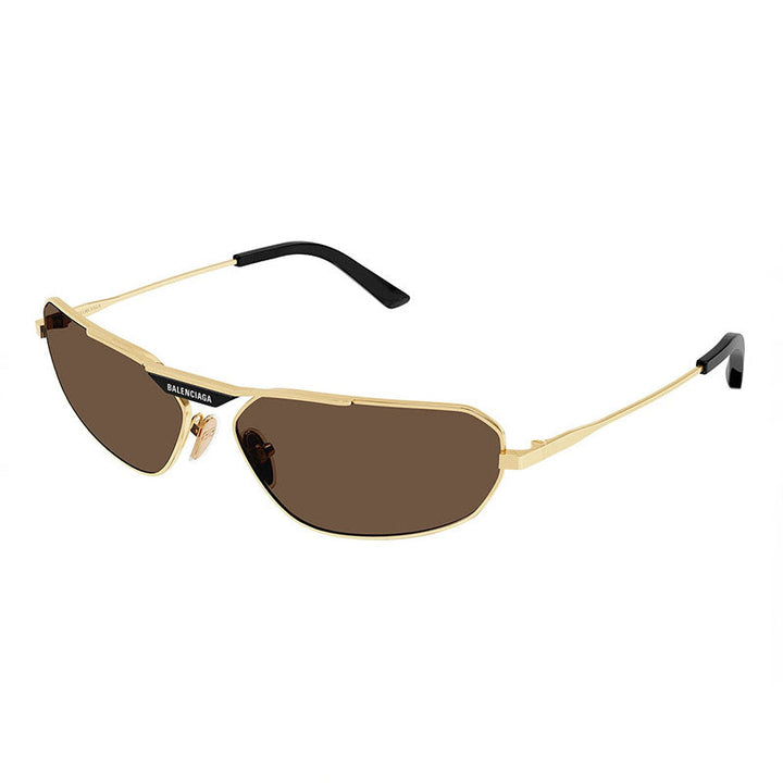 Balenciaga Sunglasses Geometric Full Rim, Gold Frame and Brown Lens BB0245S003
