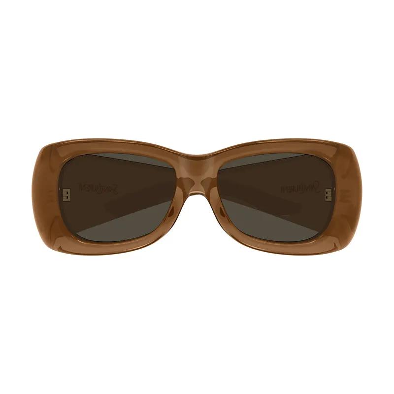 Saint Laurent Sunglasses Square Full Rim, Shiny Brown Frame And Brown Lens