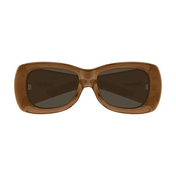 Saint Laurent Sunglasses Square Full Rim, Shiny Brown Frame And Brown Lens