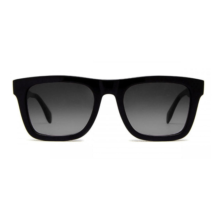 Alexander McQueen Sunglasses Square Full Rim, Shiny Black Frame and Grey Gradient Lens AM0301S001