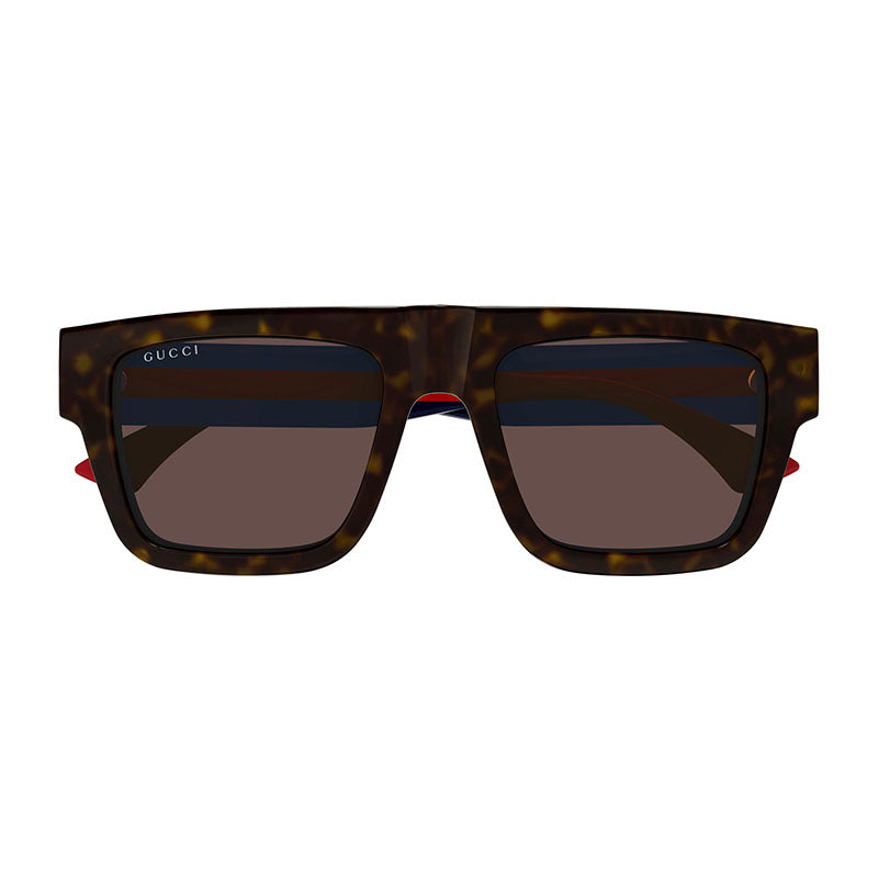 Gucci Sunglasses Square Full Rim, Havana/Blue/Red Frame and Brown Lens GG1868S002