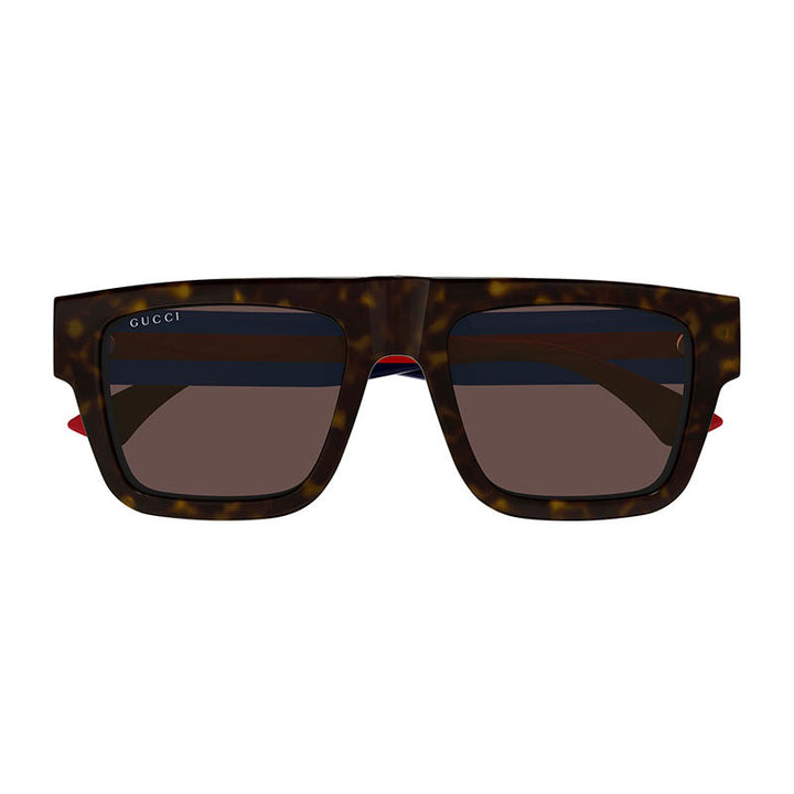 Gucci Sunglasses Square Full Rim, Havana/Blue/Red Frame and Brown Lens GG1868S002