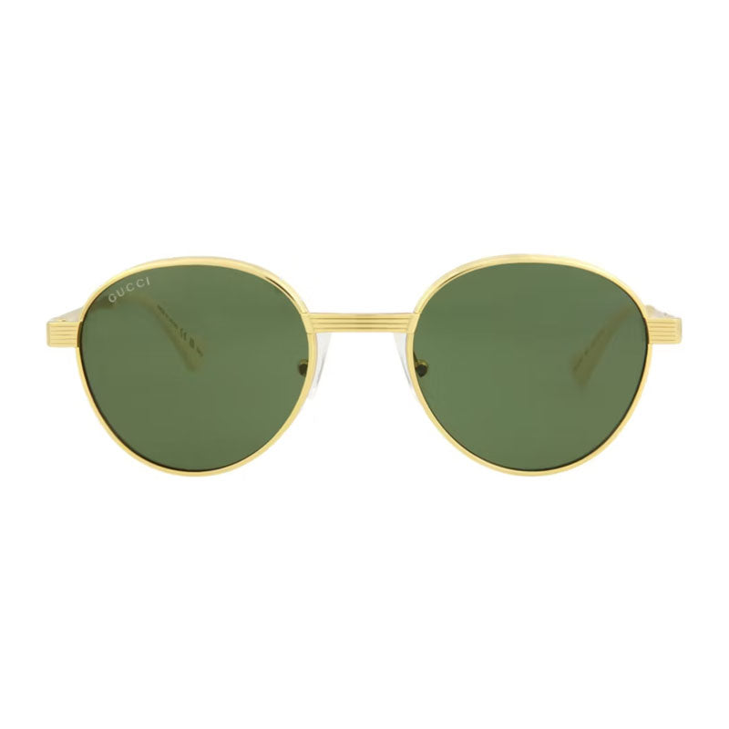 Gucci Sunglasses Round Full Rim, Gold Frame and Bottle Green Lens GG0872S004