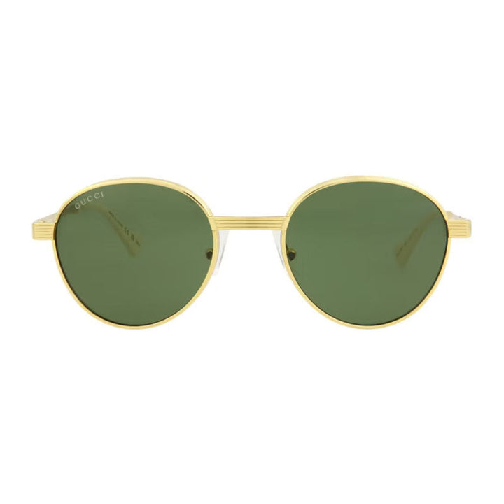 Gucci Sunglasses Round Full Rim, Gold Frame and Bottle Green Lens GG0872S004