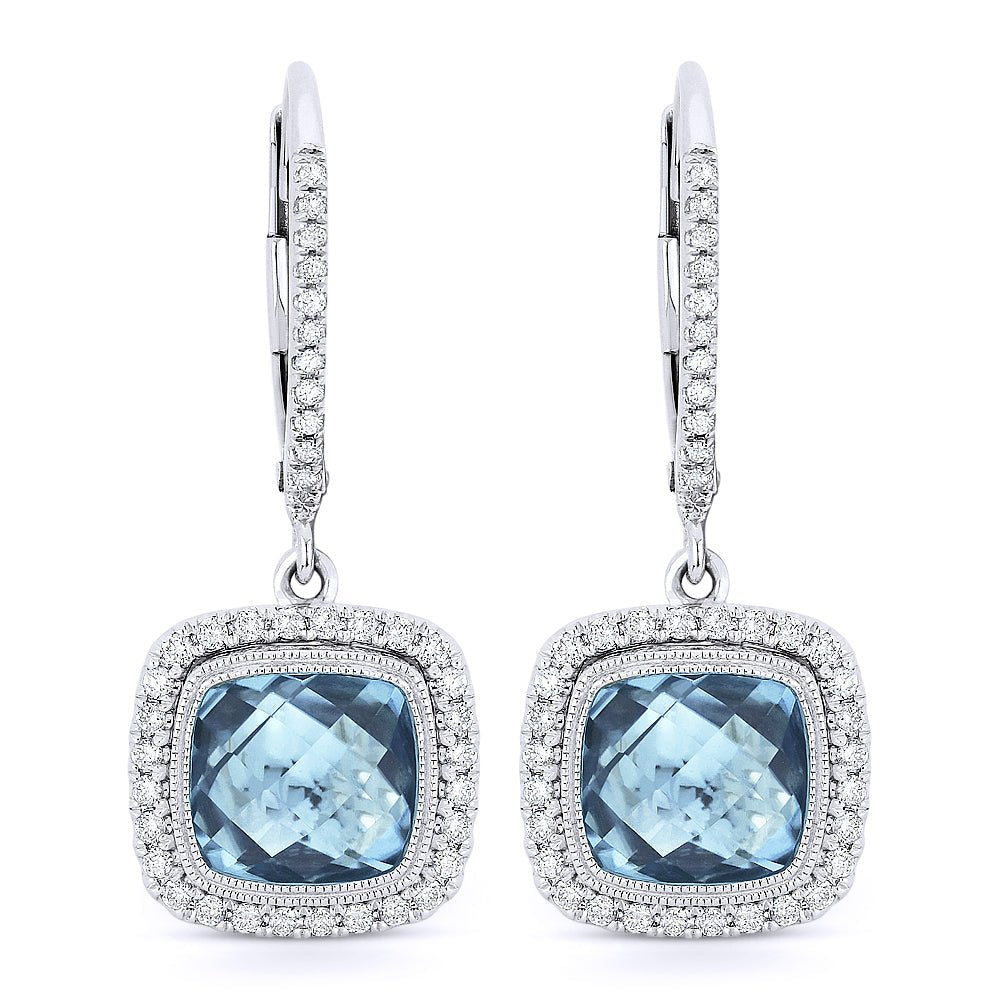 Earrings - 7mm 4.20ct Blue Topaz Drop/Dangle Earrings in 14K White Gold - E1047BTW - Ask Me Wear