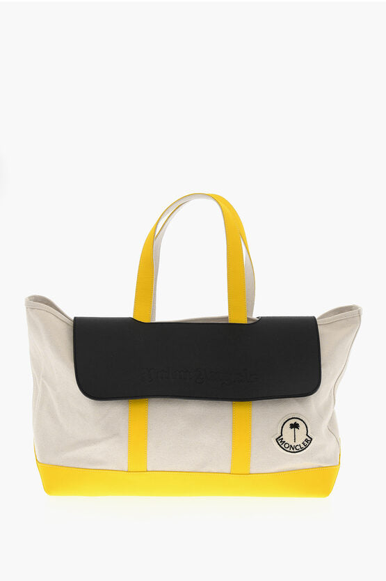 Moncler 8 PALM ANGELS Textured Leather and Fabric Tote Bag