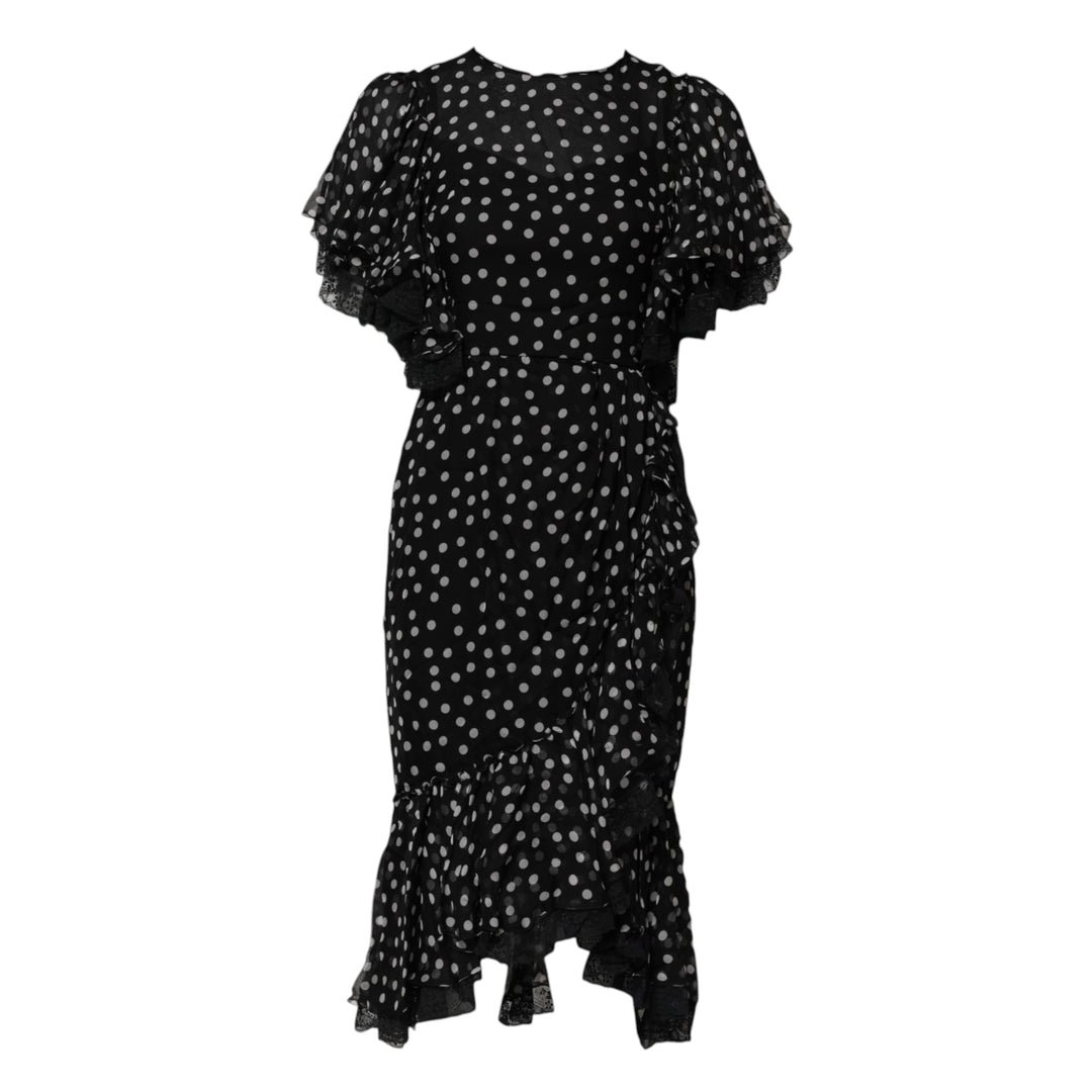 Dolce &amp; Gabbana Sample Sale Dolce &amp; Gabbana Black White Lace Polka Dot Chiffon Dress - | Designer outlet