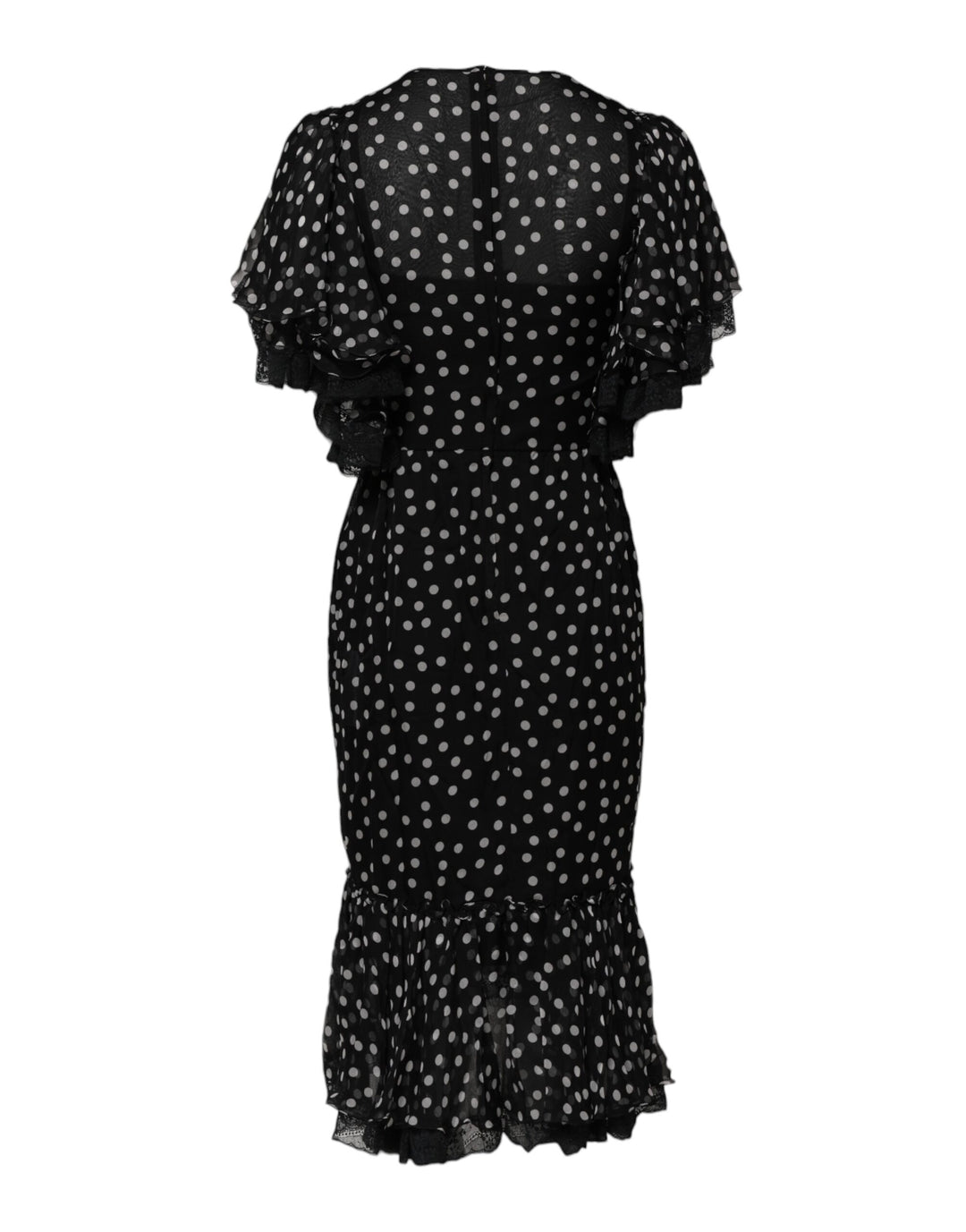 Dolce &amp; Gabbana Sample Sale Dolce &amp; Gabbana Black White Lace Polka Dot Chiffon Dress - | Designer outlet