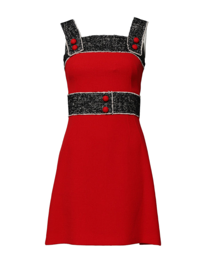 Dolce &amp; Gabbana Sample Sale Dolce &amp; Gabbana Red Wool Sleeveless A-line Flared Mini Dress - | Designer outlet