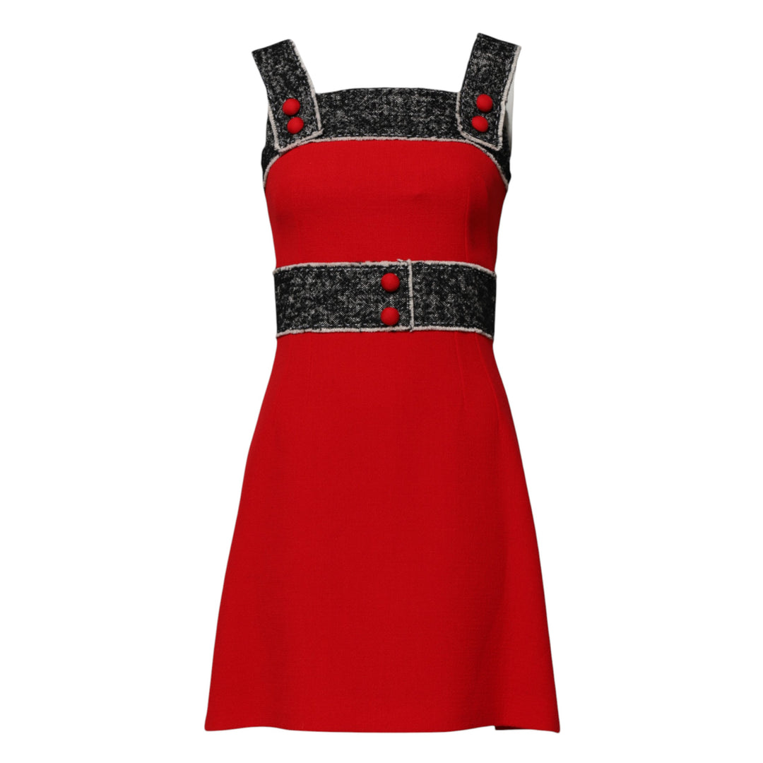 Dolce &amp; Gabbana Sample Sale Dolce &amp; Gabbana Red Wool Sleeveless A-line Flared Mini Dress - | Designer outlet