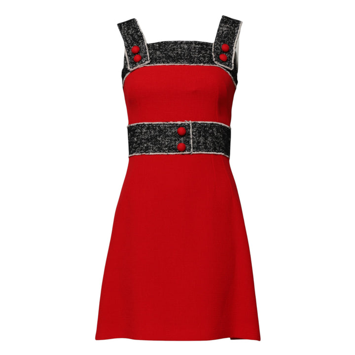 Dolce &amp; Gabbana Sample Sale Dolce &amp; Gabbana Red Wool Sleeveless A-line Flared Mini Dress - | Designer outlet