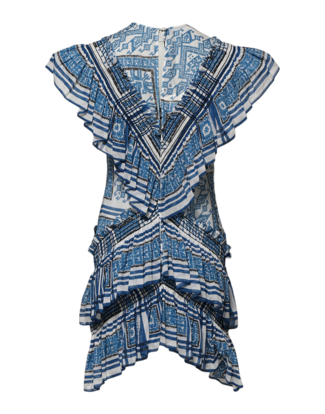 Philosophy di Lorenzo Serafini Sample Sale Philosophy di Lorenzo Serafini Blue Patterned Layered Short Sleeves Mini Dress - | Designer outlet