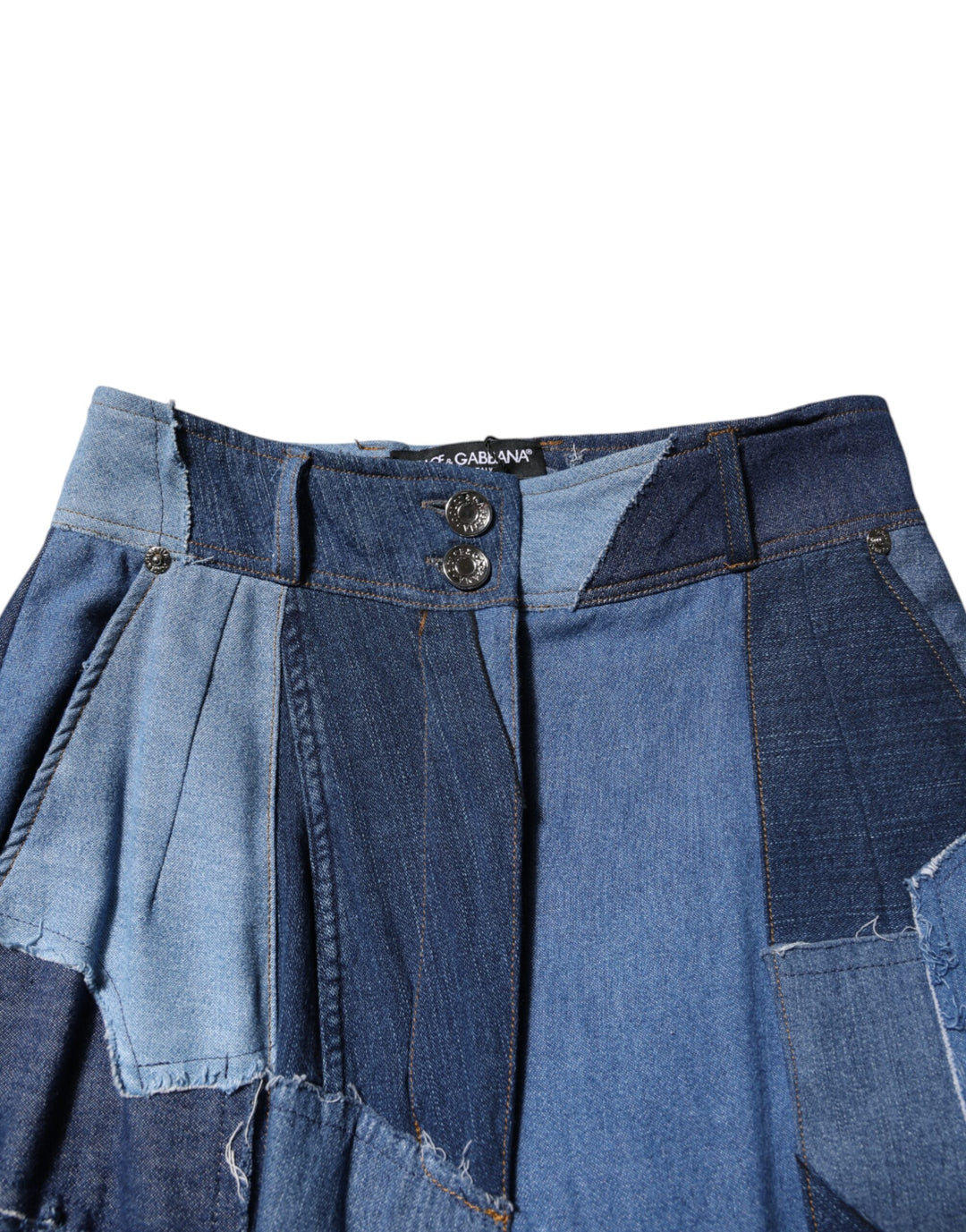 Dolce & Gabbana Blue Denim Long Maxi Patchwork Cotton Skirt