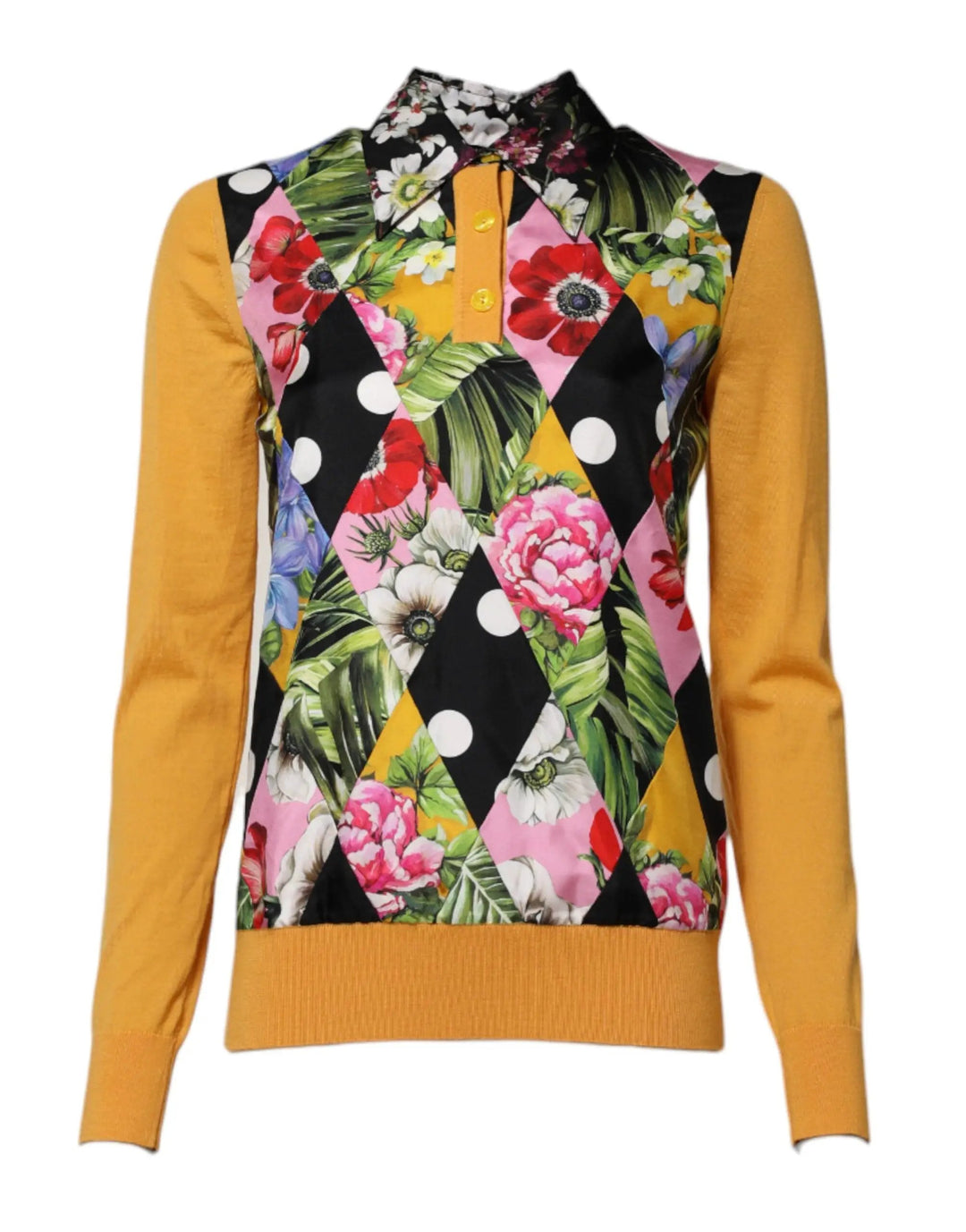 Dolce &amp; Gabbana Sample Sale | Dolce &amp; Gabbana Multicolor Floral Long Sleeves Polo Top - | Designer outlet