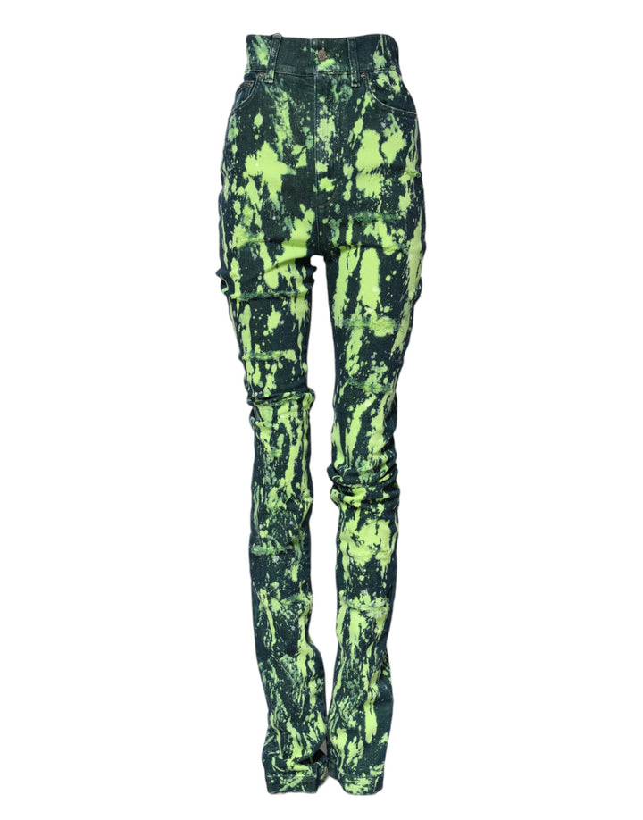 Dolce &amp; Gabbana Sample Sale Dolce &amp; Gabbana Green Color Splash High Waist Denim Jeans - | Designer outlet