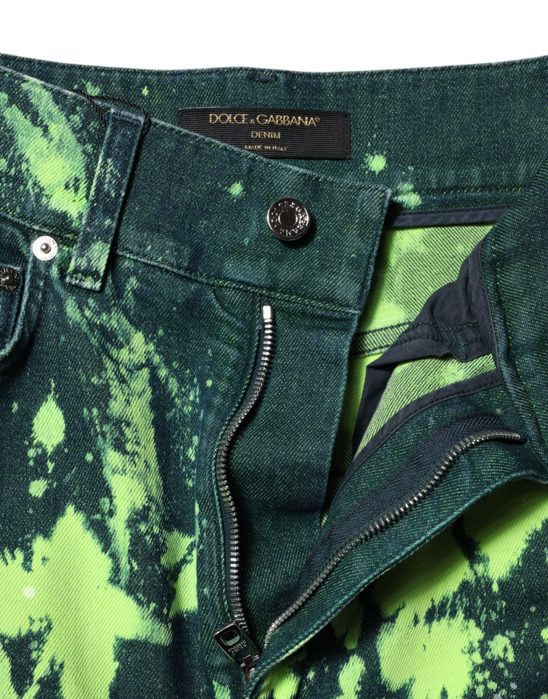 Dolce &amp; Gabbana Sample Sale Dolce &amp; Gabbana Green Color Splash High Waist Denim Jeans - | Designer outlet