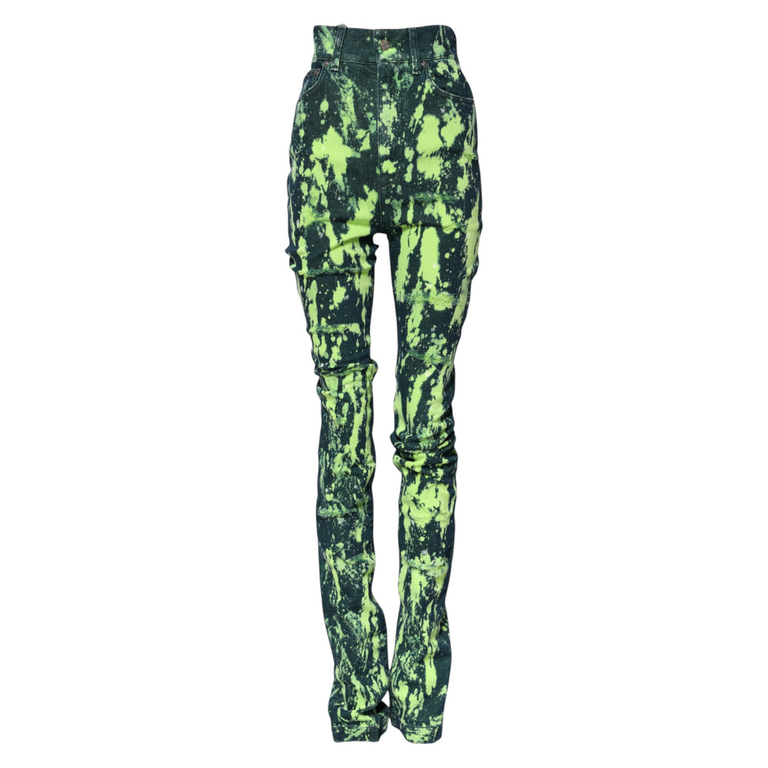 Dolce &amp; Gabbana Sample Sale Dolce &amp; Gabbana Green Color Splash High Waist Denim Jeans - | Designer outlet