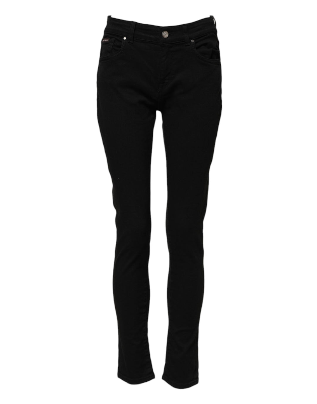 Dolce &amp; Gabbana Sample Sale Dolce &amp; Gabbana Black Cotton Logo Skinny Mid Waist Denim Jeans - | Designer outlet