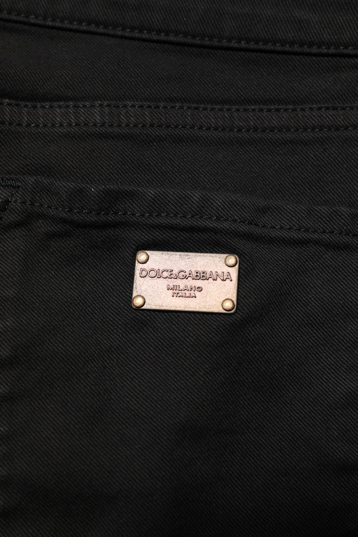 Dolce &amp; Gabbana Sample Sale Dolce &amp; Gabbana Black Cotton Logo Skinny Mid Waist Denim Jeans - | Designer outlet