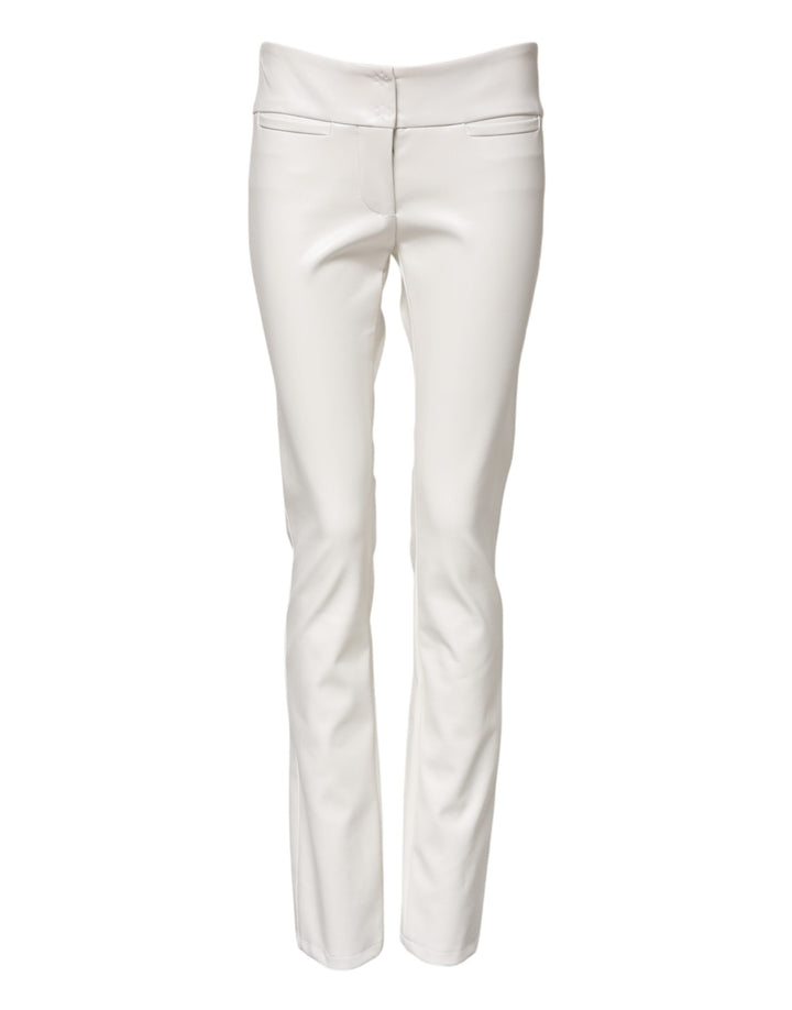 Dolce &amp; Gabbana Sample Sale Dolce &amp; Gabbana White Polyurethane High Waist Tapered Pants - | Designer outlet