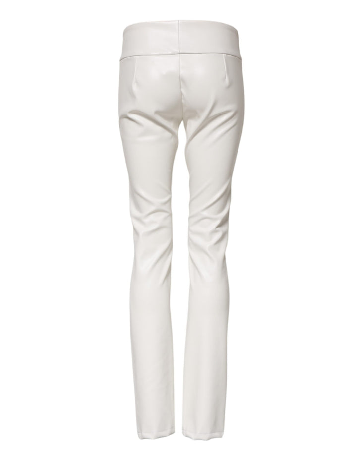 Dolce &amp; Gabbana Sample Sale Dolce &amp; Gabbana White Polyurethane High Waist Tapered Pants - | Designer outlet
