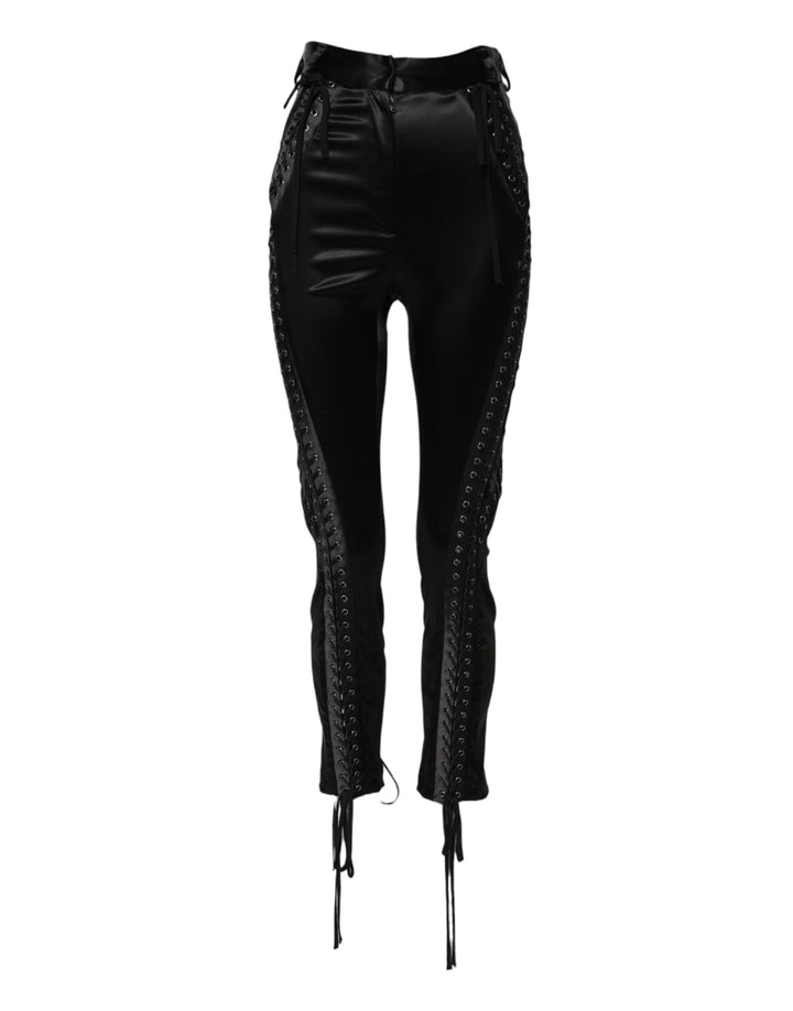 Dolce &amp; Gabbana Sample Sale Dolce &amp; Gabbana Black Lace Details High Waist Skinny Pants - | Designer outlet