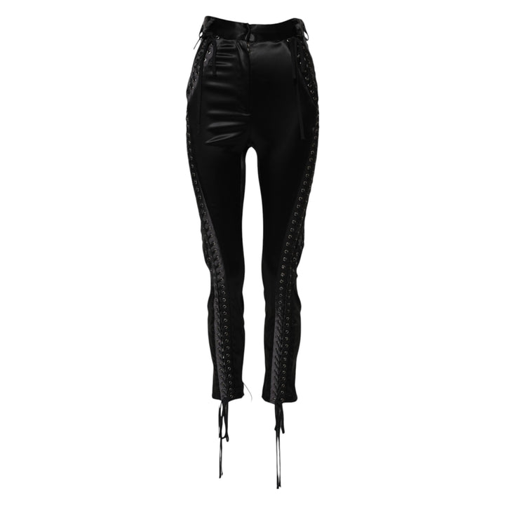 Dolce &amp; Gabbana Sample Sale Dolce &amp; Gabbana Black Lace Details High Waist Skinny Pants - | Designer outlet