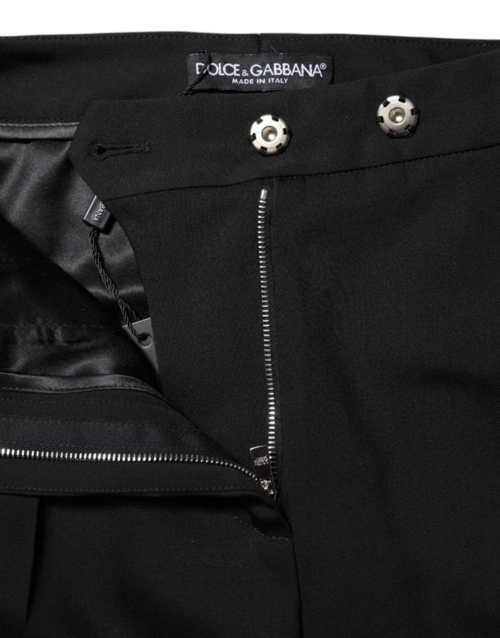 Dolce &amp; Gabbana Black Wool High Waist Flared Pants