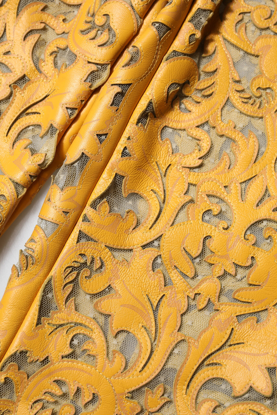 Dolce & Gabbana Yellow Floral Lace Mid Waist Capri Pants by Dolce & Gabbana outlet now on sale