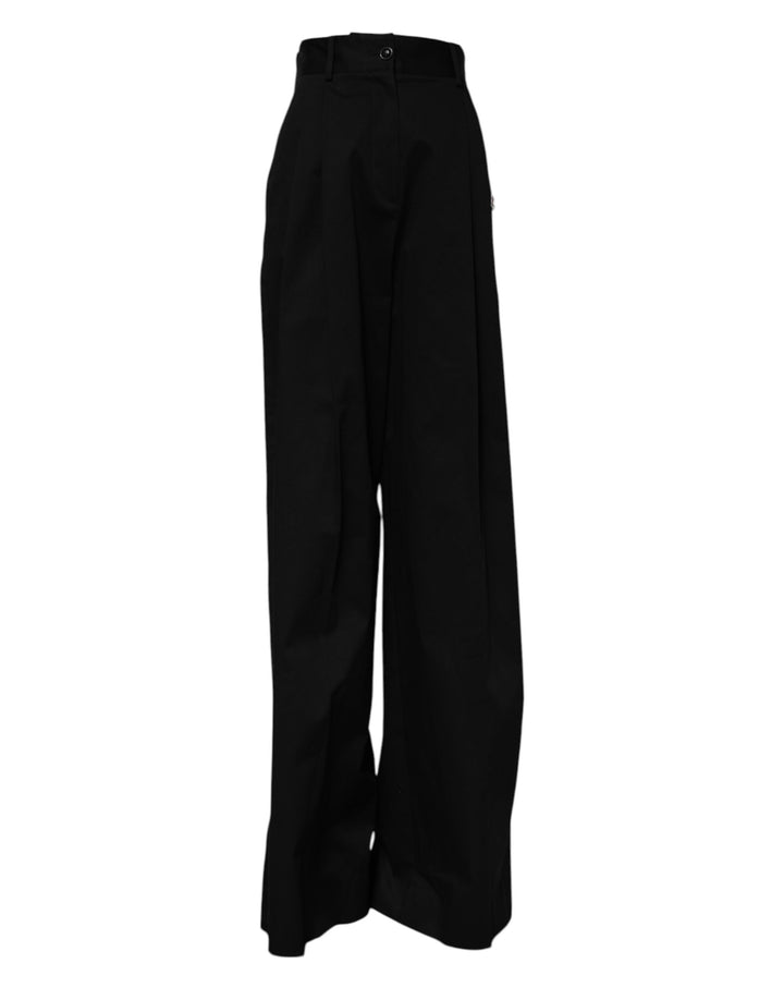 Dolce &amp; Gabbana Sample Sale Dolce &amp; Gabbana Black Cotton HighWaist Wide Leg Pants - | Designer outlet