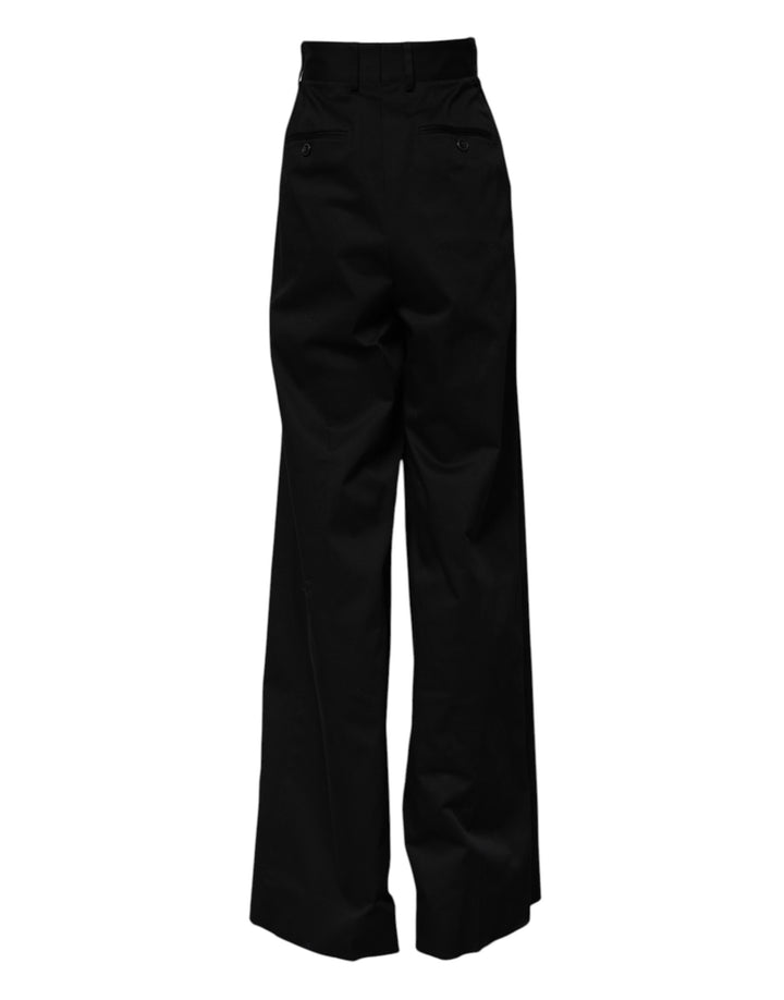 Dolce &amp; Gabbana Sample Sale Dolce &amp; Gabbana Black Cotton HighWaist Wide Leg Pants - | Designer outlet