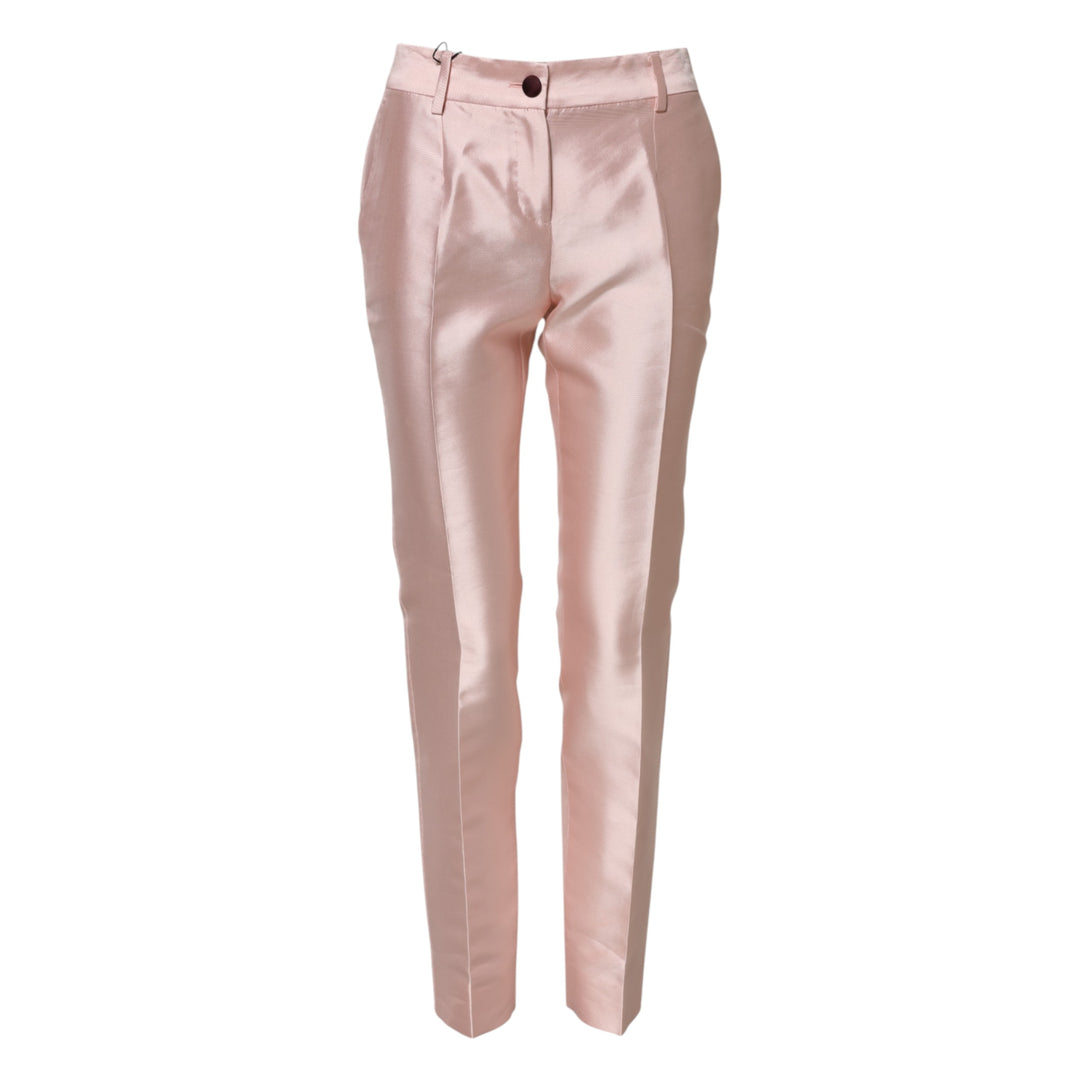Dolce &amp; Gabbana Sample Sale Dolce &amp; Gabbana Pink Satin High Waist Tapered Pants - | Designer outlet