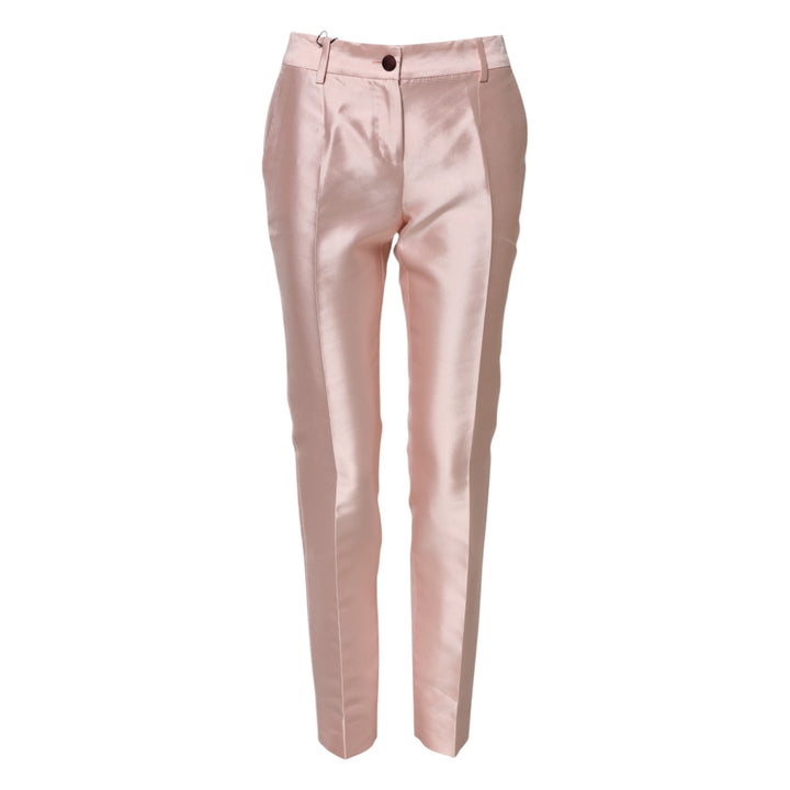 Dolce &amp; Gabbana Sample Sale Dolce &amp; Gabbana Pink Satin High Waist Tapered Pants - | Designer outlet