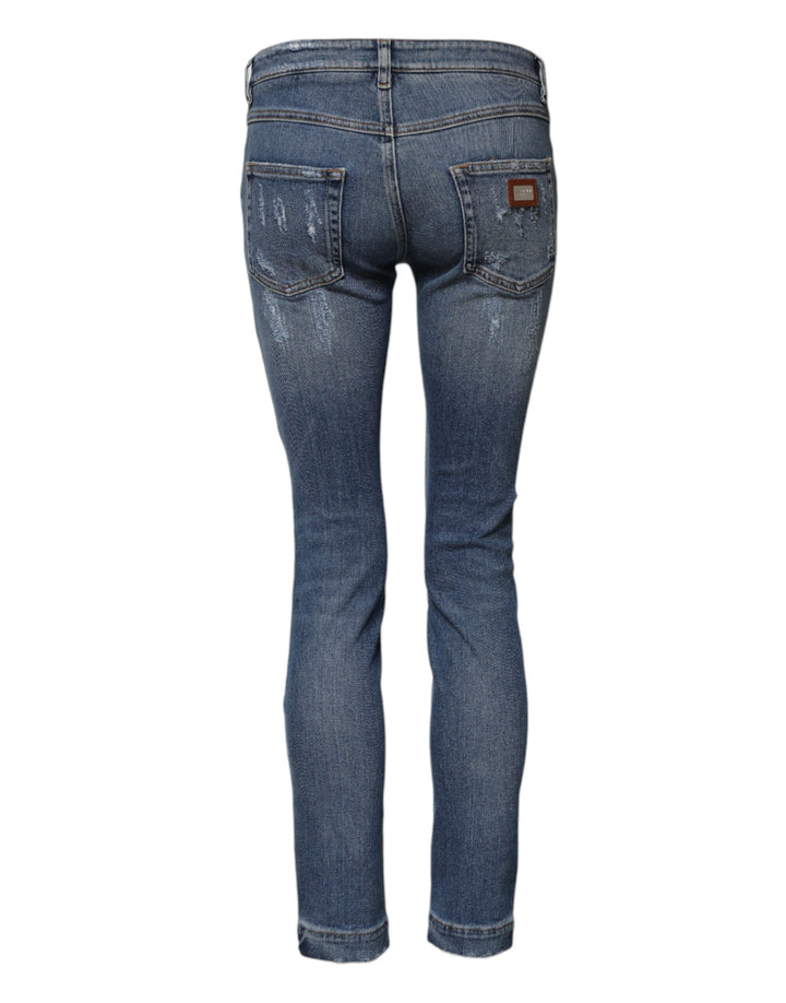 Dolce &amp; Gabbana Sample Sale Dolce &amp; Gabbana Blue PRETTY Tattered Skinny Denim Jeans - | Designer outlet