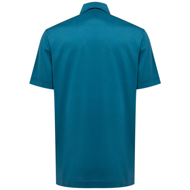 Canali Blue Cotton Shortsleeve Shirt