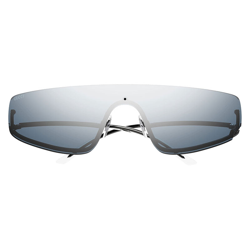 Gucci Sunglasses Shield Semi Rim, Shiny Black Frame and Smoke Mirror Lens GG1561S004