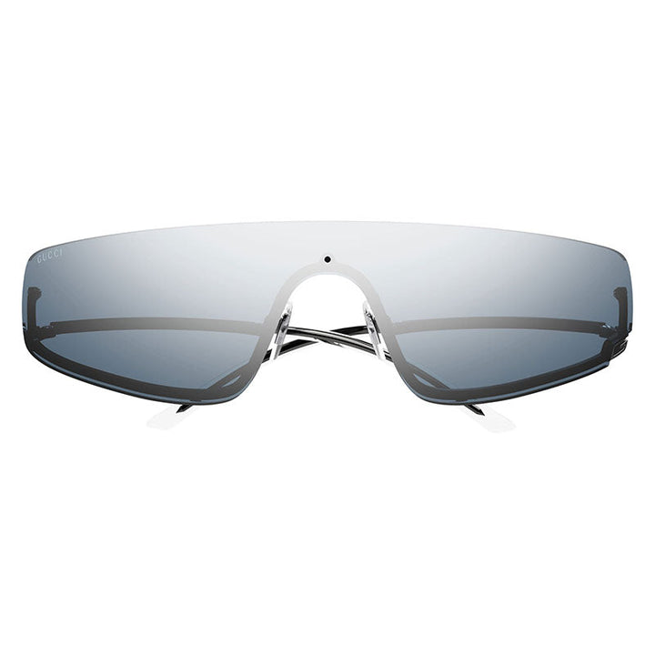 Gucci Sunglasses Shield Semi Rim, Shiny Black Frame and Smoke Mirror Lens GG1561S004