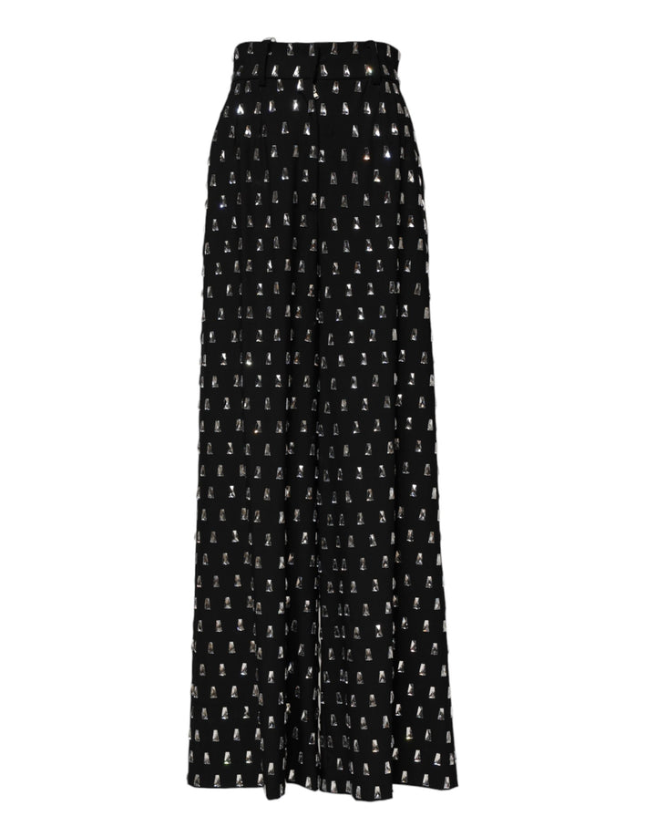 Dolce &amp; Gabbana Sample Sale Dolce &amp; Gabbana Black Crystal Embellished Wide Leg Pants - | Designer outlet
