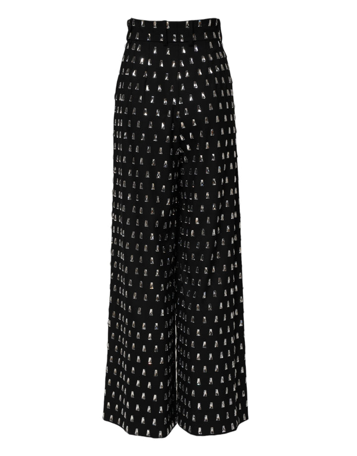 Dolce &amp; Gabbana Sample Sale Dolce &amp; Gabbana Black Crystal Embellished Wide Leg Pants - | Designer outlet